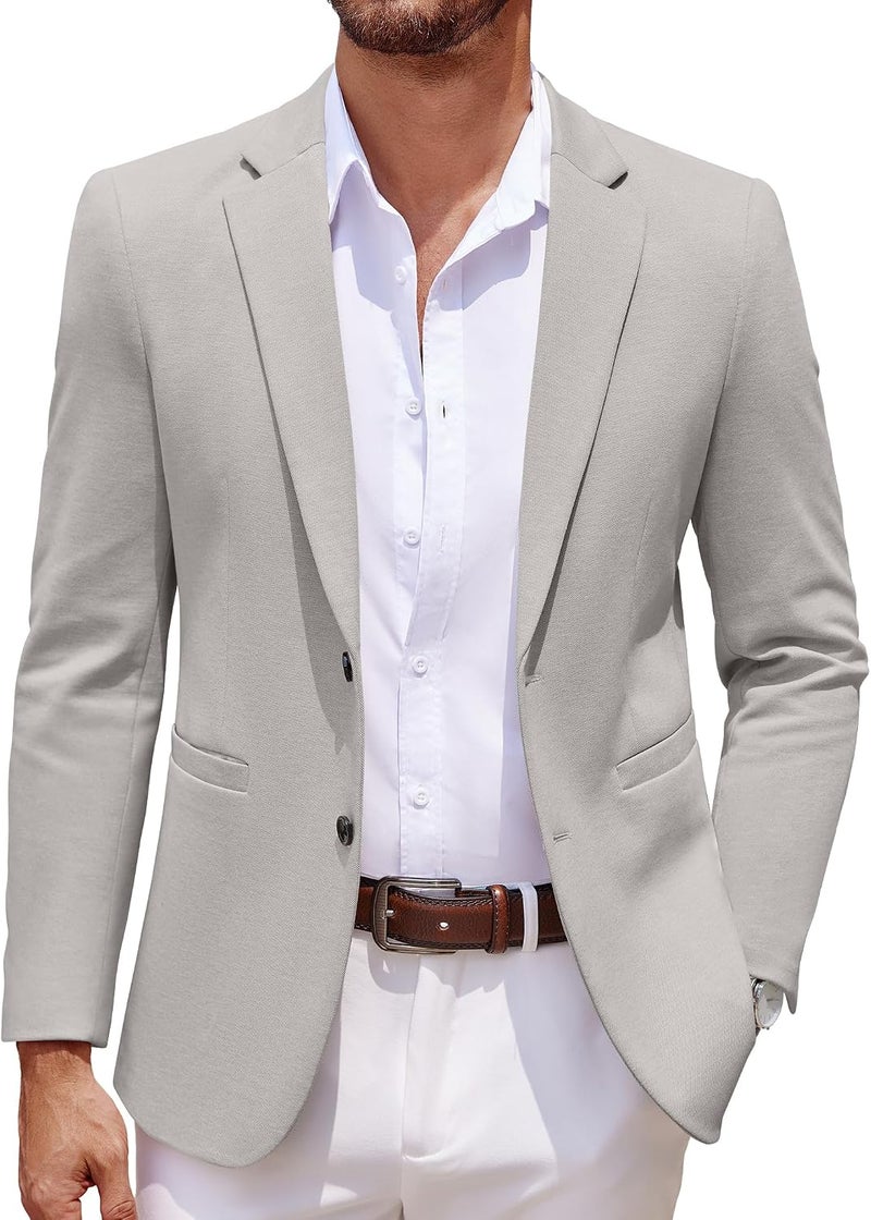 COOFANDY Men's Casual Knit Blazer Two Button Suit Jacket - Lightweight Slim Fit Sport Coat - Image 1