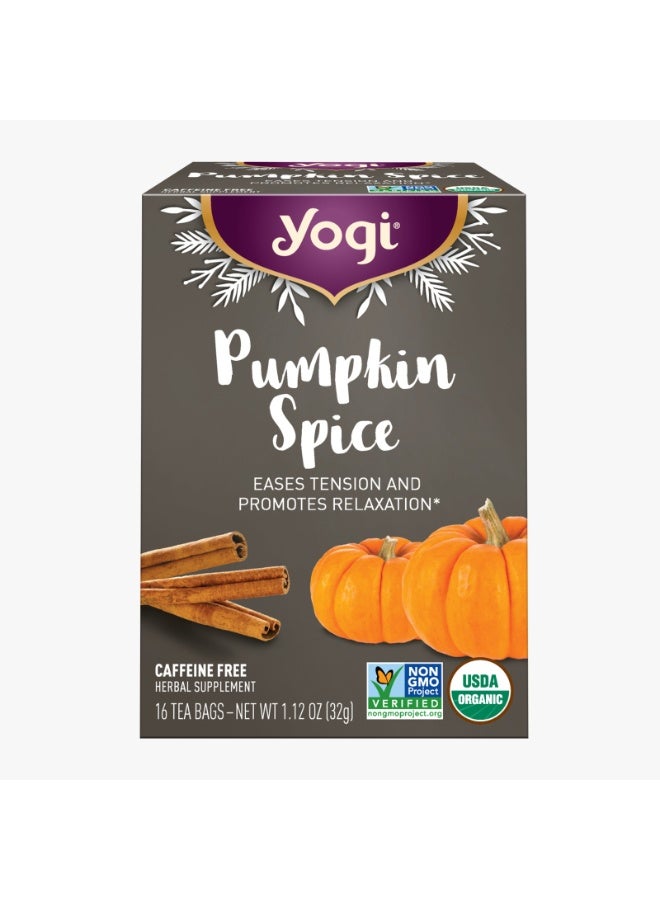 Yogi Pumpkin Spice, Caffine Free Herbal Supplement - 16 Tea Bags, 32g - Image 1