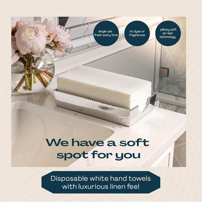LINTEXT 100-Pack Disposable Guest Towel Paper Napkin - 12" x 17" Disposable Cloth-Like Guest Towels - Soft And Absorbent Tissue Paper For Bathroom, Kitchen Or Event - Image 2
