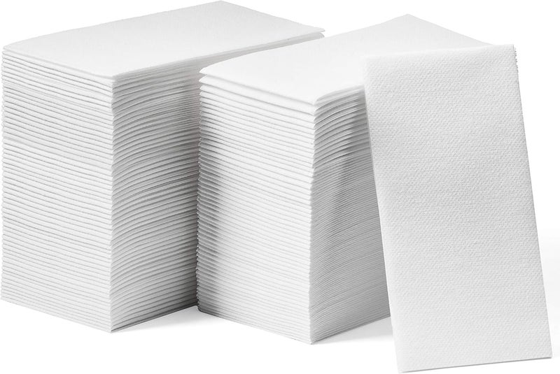 LINTEXT 100-Pack Disposable Guest Towel Paper Napkin - 12" x 17" Disposable Cloth-Like Guest Towels - Soft And Absorbent Tissue Paper For Bathroom, Kitchen Or Event - Image 1