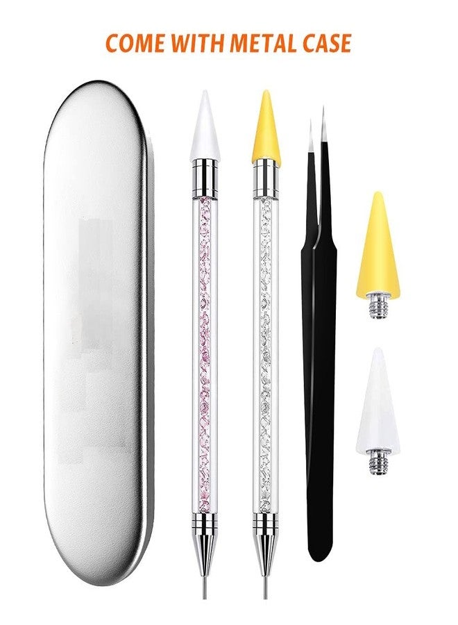 Jubilant 2 Pack Rhinestone Picker, Diamond Painting Dotting Pen Dual-end Rhinestones Pickup Tool for Nail Gems Stones Crystals DIY Nail Art Crafts with 2 Extra Tips and 1X Tweezer - Image 5