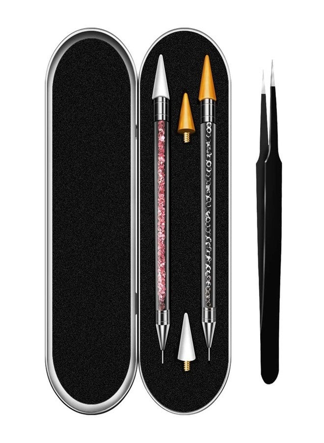 Jubilant 2 Pack Rhinestone Picker, Diamond Painting Dotting Pen Dual-end Rhinestones Pickup Tool for Nail Gems Stones Crystals DIY Nail Art Crafts with 2 Extra Tips and 1X Tweezer - Image 1