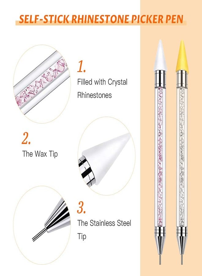 Jubilant 2 Pack Rhinestone Picker, Diamond Painting Dotting Pen Dual-end Rhinestones Pickup Tool for Nail Gems Stones Crystals DIY Nail Art Crafts with 2 Extra Tips and 1X Tweezer - Image 2
