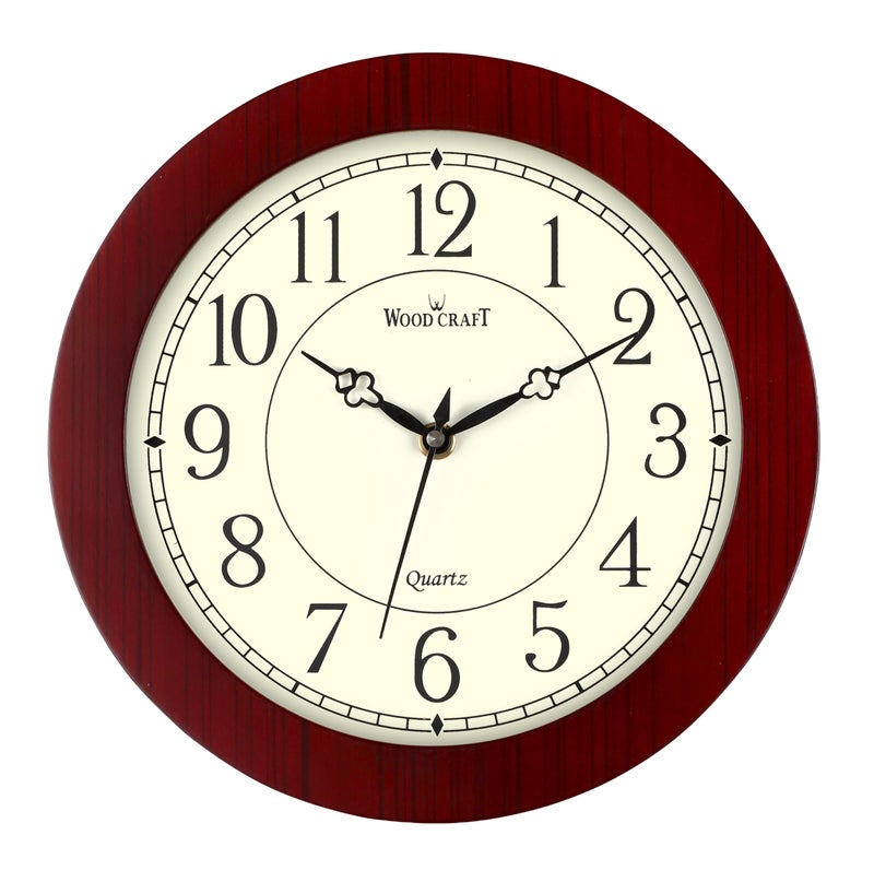 Wood Craft - Classic Design, Slim Wooden Wall Clock - 9.45 inches (Size - Small), Silent Sweep Noiseless Technology, Dark Brown Frame-Ivory Dial, Model: WS-19 - Image 3