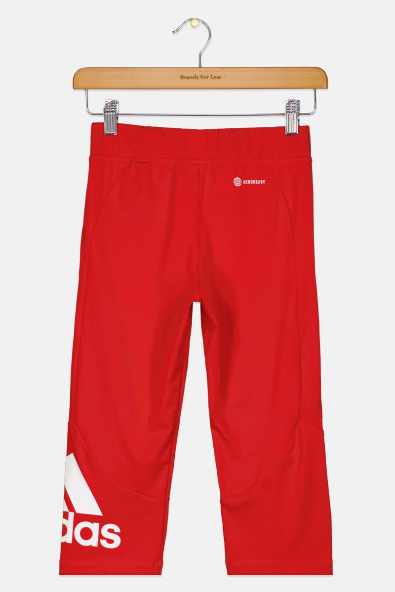 Adidas Kids Girl Sportswear Fit Brand Logo Outdoor Tights, Red - Image 2