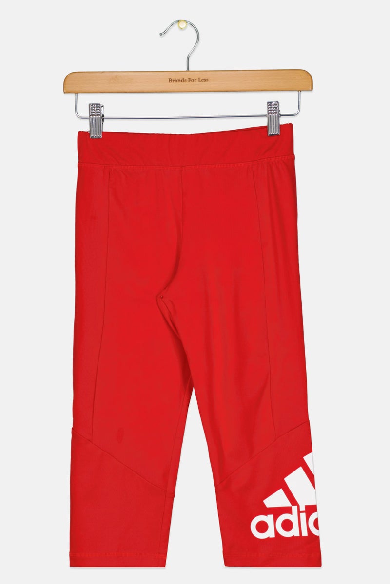 Adidas Kids Girl Sportswear Fit Brand Logo Outdoor Tights, Red - Image 1