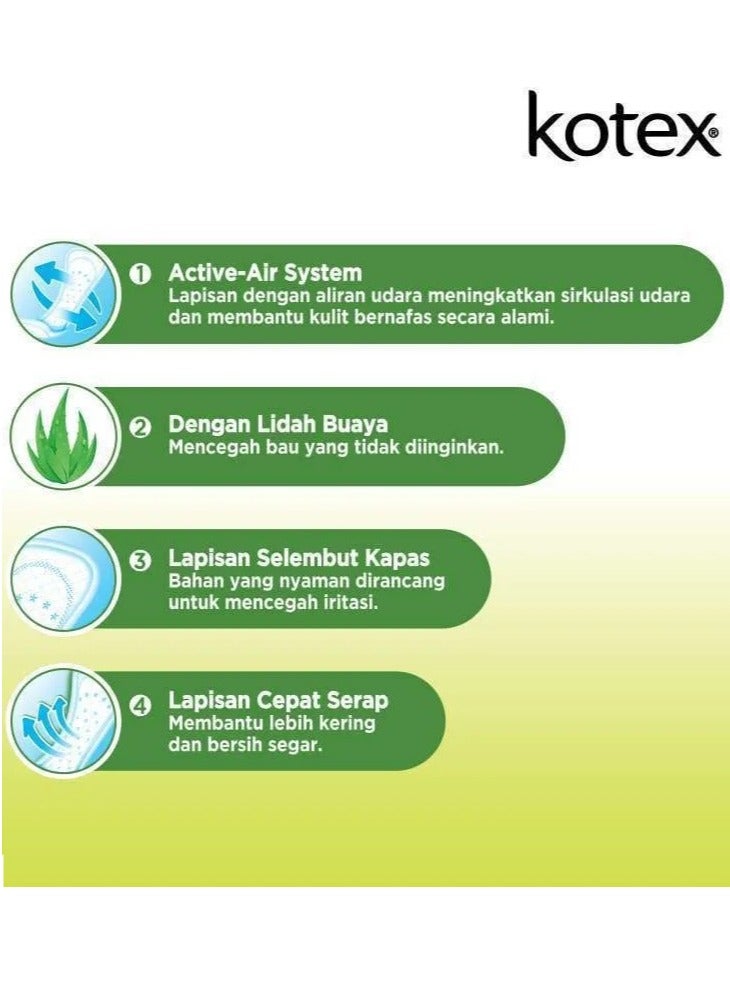 Kotex Aloe Vera Daily Aroma Fresh Scented, Longer & Wider Panty Liner, 32-Pack