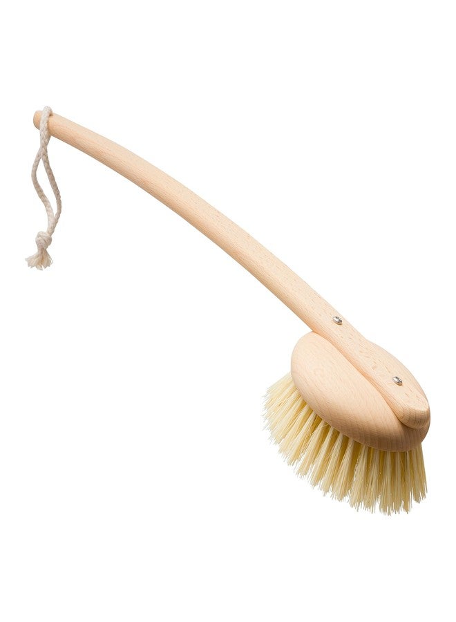 Redecker 100% Made in Germany Round Tampico Fiber Bath Brush with Extra-Long Oiled Beechwood Handle, 18-1/2-Inches - Image 1