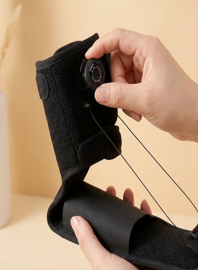 Damsale Plantar Fasciitis Night Splint- Patented Knob & Steel Wire Stay-In-Place System - Soft Breathable Foot Brace, Adjustable Calf 25-38cm, Open Toe, Black - Image 2