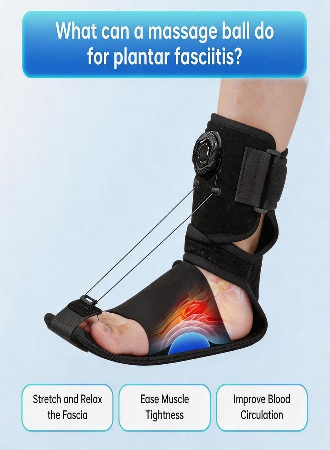 Damsale Plantar Fasciitis Night Splint- Patented Knob & Steel Wire Stay-In-Place System - Soft Breathable Foot Brace, Adjustable Calf 25-38cm, Open Toe, Black - Image 4