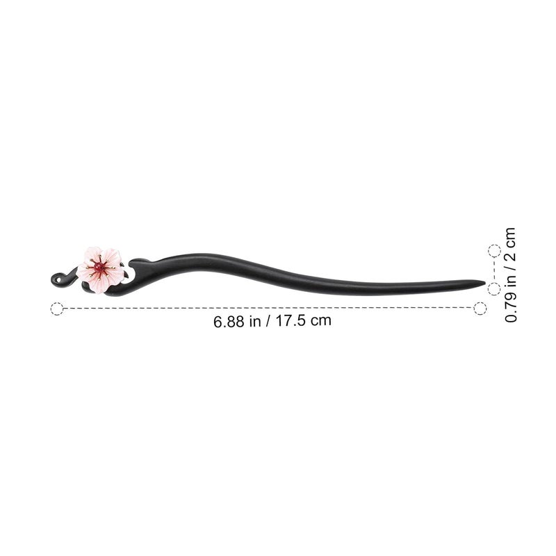 Flower Hair Stick Oriental Hairstyle Stick Blackwood Hair Chopstick with Tassel for Women - Image 2