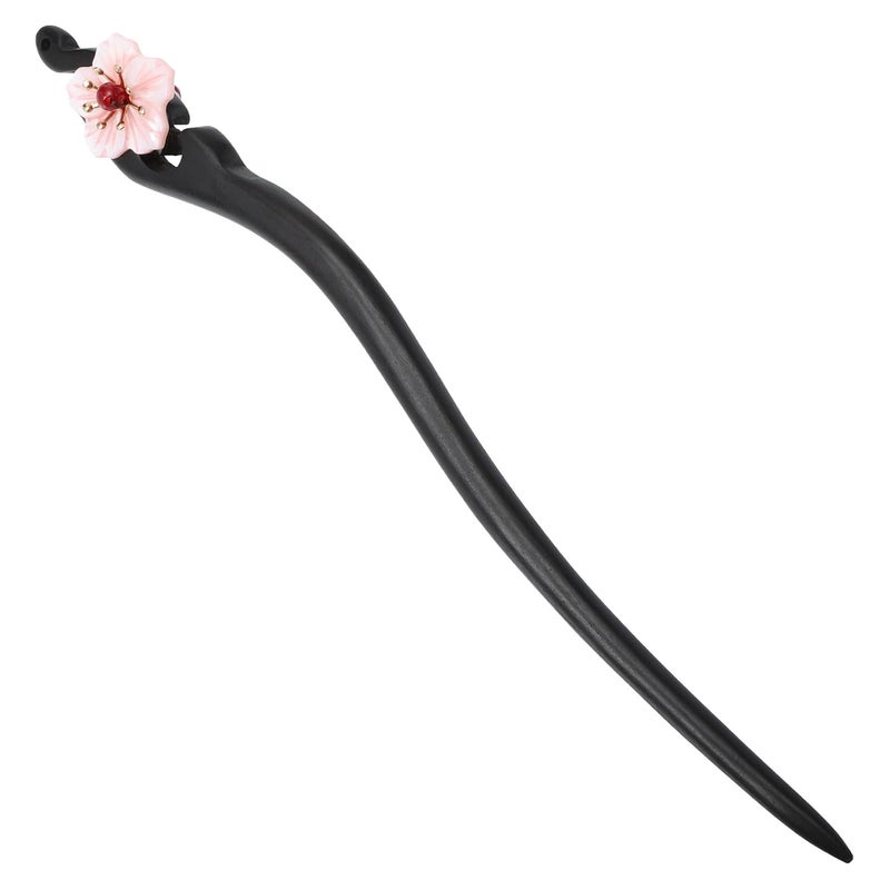 Flower Hair Stick Oriental Hairstyle Stick Blackwood Hair Chopstick with Tassel for Women - Image 1