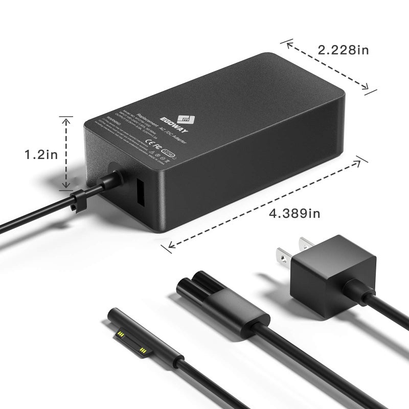 E EGOWAY Surface Book 3 & Pro 127W 15V 8A AC Power Adapter - Compatible with Surface Pro X 7 6 5 4 3, Book 3 2 1, Laptop Studio 4 3 2 1, Go with 6ft Power Cord - Image 2