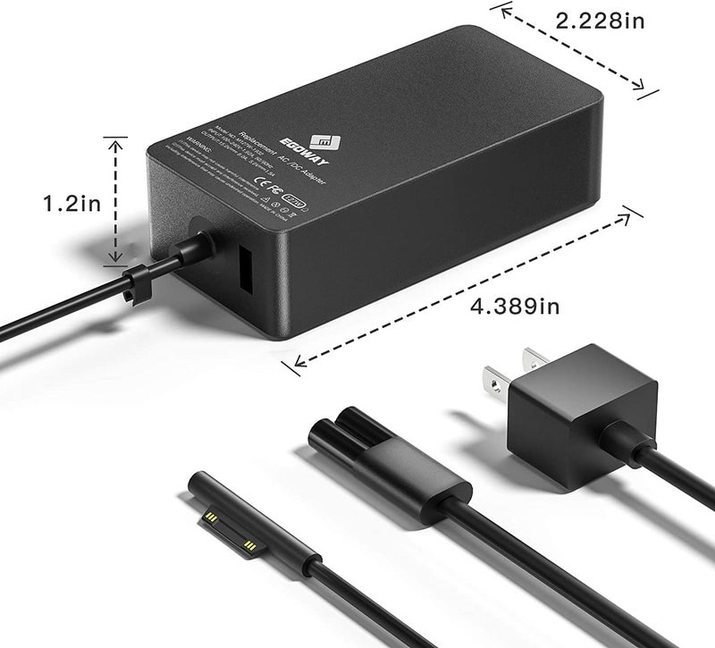 E EGOWAY Surface Book 3 & Pro 127W 15V 8A AC Power Adapter - Compatible with Surface Pro X 7 6 5 4 3, Book 3 2 1, Laptop Studio 4 3 2 1, Go with 6ft Power Cord - Image 3