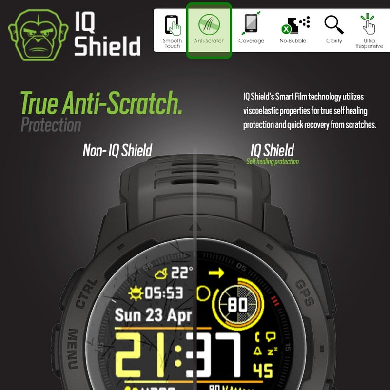 IQShield Screen Protector Compatible with Garmin Instinct Solar/Garmin Instinct (6-Pack) LiquidSkin Anti-Bubble Clear TPU Film - Image 5