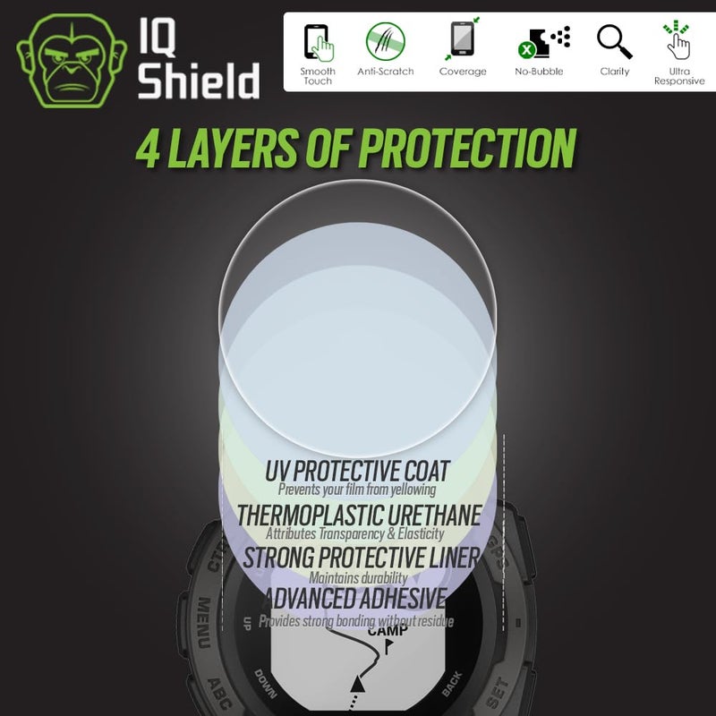 IQShield Screen Protector Compatible with Garmin Instinct Solar/Garmin Instinct (6-Pack) LiquidSkin Anti-Bubble Clear TPU Film - Image 2