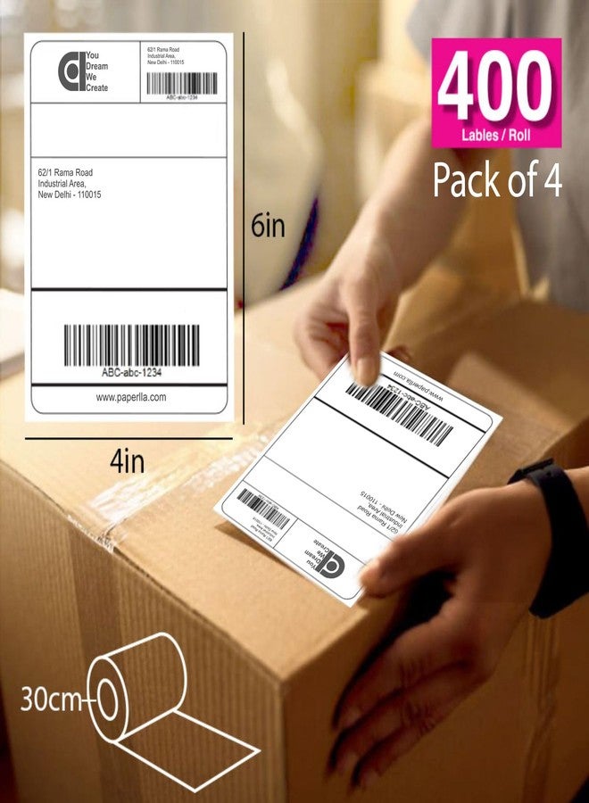 COI 70gsm Thermal Label Printer Paper | Ideal for Shipping, Parcel, Barcode, and Address Labels - 400 Labels per Roll (4" x 6" Pack of 4) - Image 3