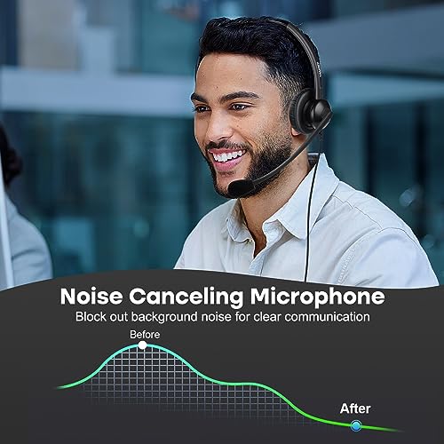MAIRDI Office Headset with RJ9 Jack for Cisco Phone, Binaural Telephone Headset with Mic Noise Cancelling for Call Center Landline Deskphone, Including 3.5mm Connector for Cell Phone PC Laptop - Image 3