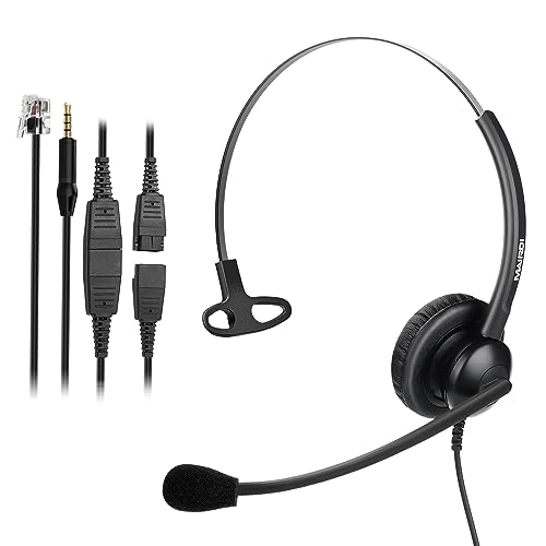 MAIRDI Office Headset with RJ9 Jack for Cisco Phone, Binaural Telephone Headset with Mic Noise Cancelling for Call Center Landline Deskphone, Including 3.5mm Connector for Cell Phone PC Laptop - Image 1