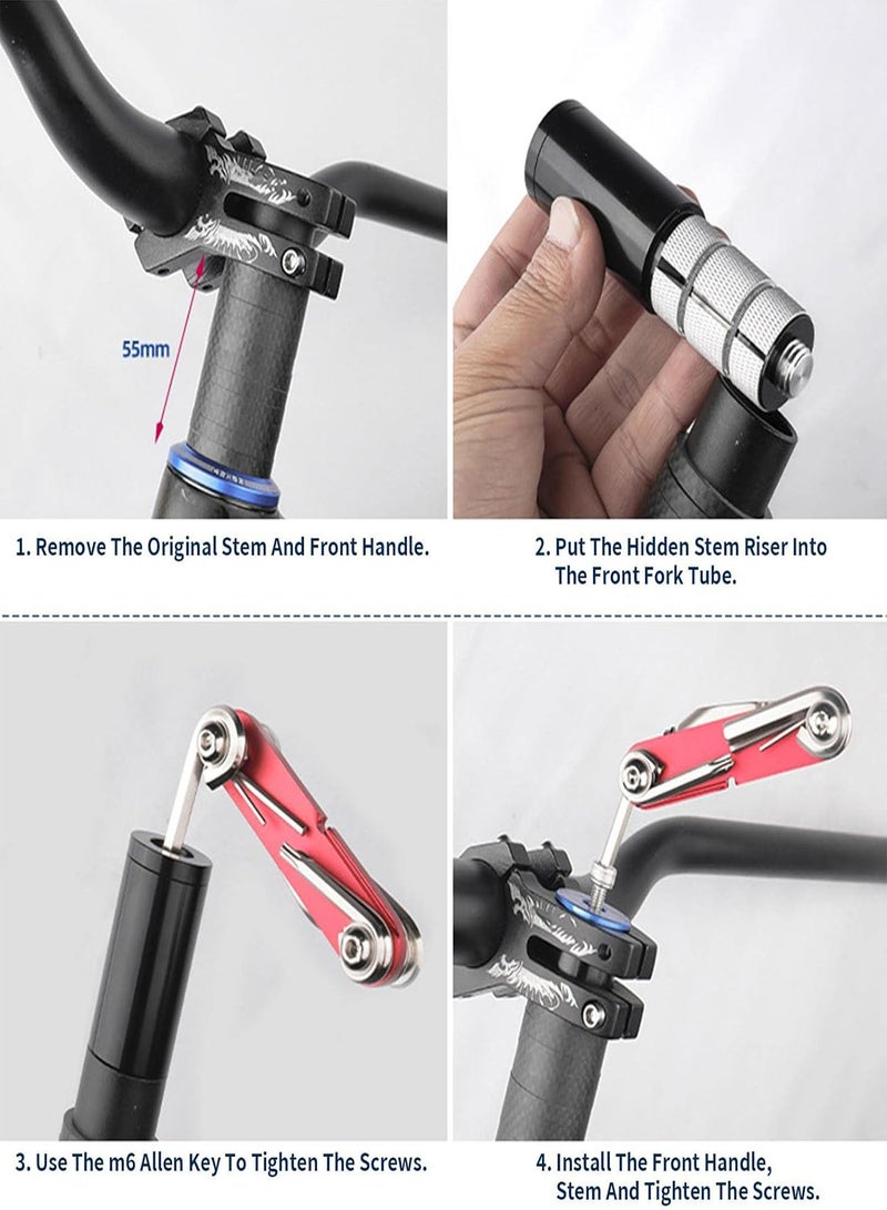 GGOOT Mountain Bike Handlebar Riser,Aluminium Alloy Bike Fork Extender | Bike Stem Riser, Bike Fork Stem Extender, Handlebar Riser Adapter, Suitable For Mountain Bike Bicycle Accessories  - Image 5