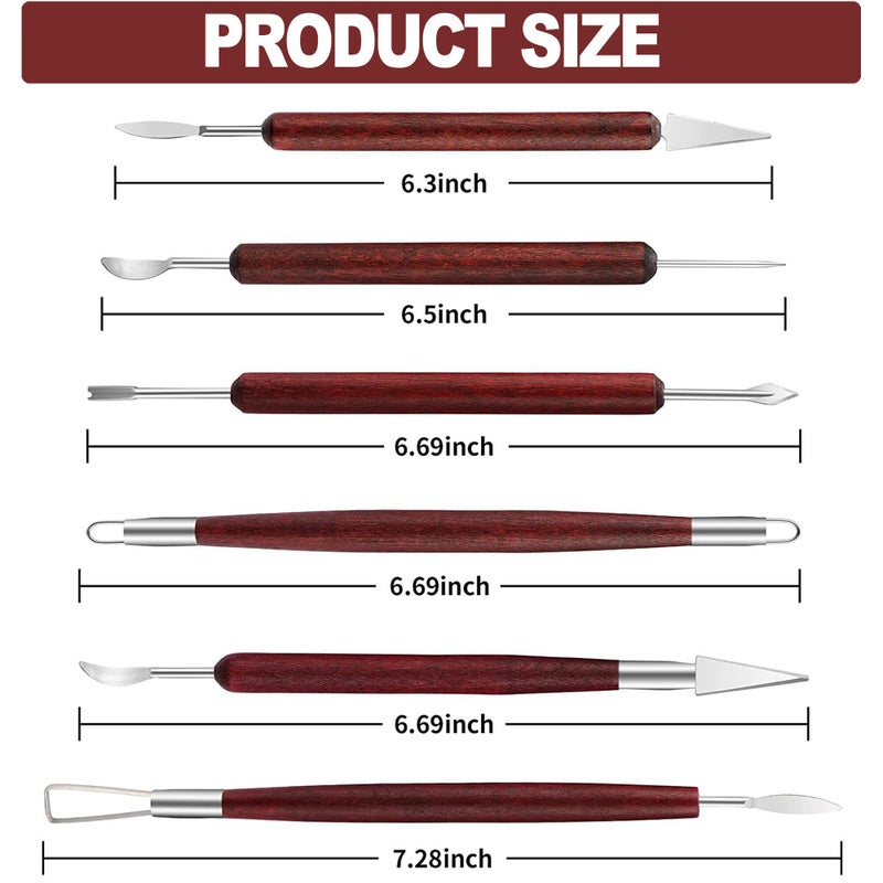 LINPHCEY 6-Piece Clay Sculpting Tools Set Perfect for Polymer Air Dry Modeling Clay Beginners & Professionals Ideal for DIY Pottery & Ceramics Tools for Clay Sculpting & Crafting - Image 2