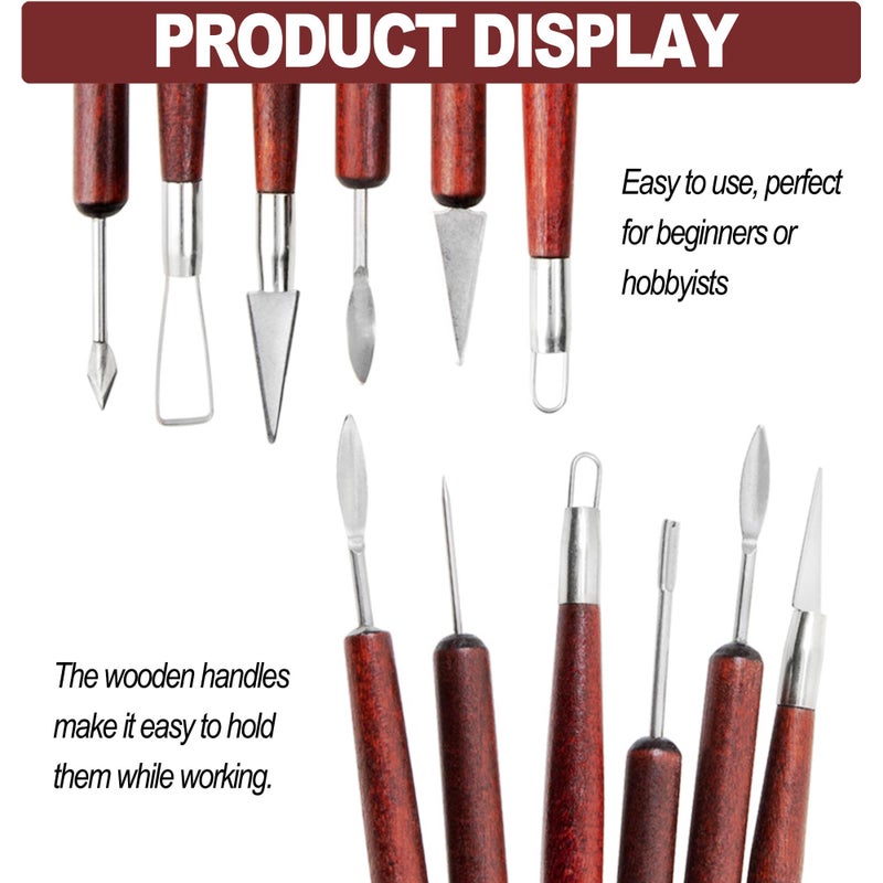LINPHCEY 6-Piece Clay Sculpting Tools Set Perfect for Polymer Air Dry Modeling Clay Beginners & Professionals Ideal for DIY Pottery & Ceramics Tools for Clay Sculpting & Crafting - Image 3