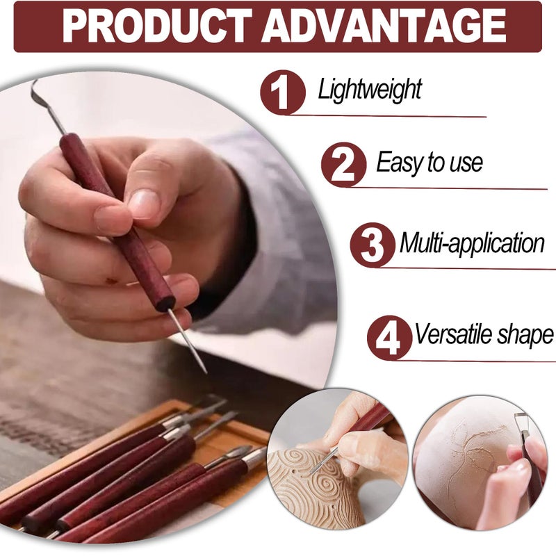 LINPHCEY 6-Piece Clay Sculpting Tools Set Perfect for Polymer Air Dry Modeling Clay Beginners & Professionals Ideal for DIY Pottery & Ceramics Tools for Clay Sculpting & Crafting - Image 4