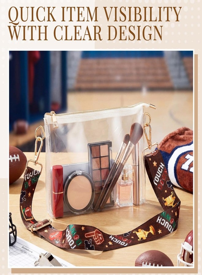Dansydaisy Clear Football Purse with Touch Down Shoulder Strap Stadium Approved Crossbody Bag for Game Day Sport Event Football Mom Gift(White,Angled) - Image 4