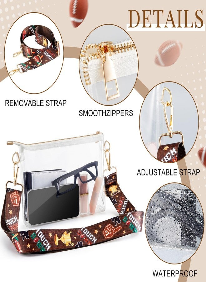Dansydaisy Clear Football Purse with Touch Down Shoulder Strap Stadium Approved Crossbody Bag for Game Day Sport Event Football Mom Gift(White,Angled) - Image 3