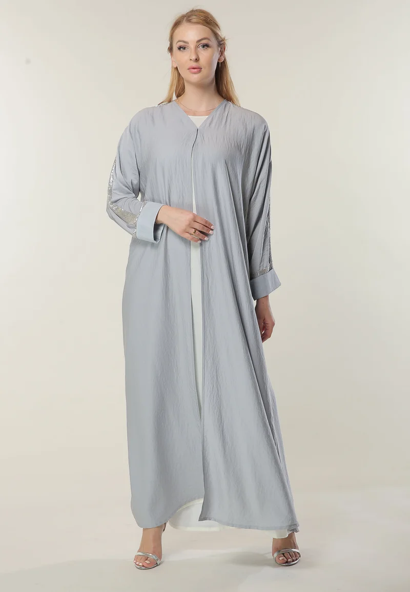 Moistreet Embellished Open Abaya