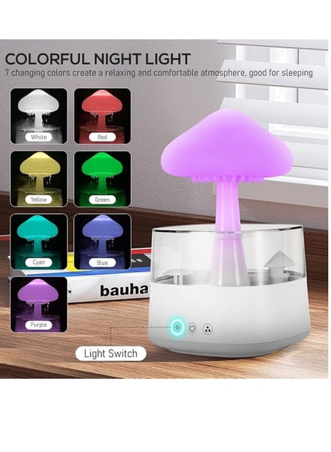 450ml Rain Cloud Essential Oil Diffuser 7 Colors LED Night Light 3 Power Levels 5 Hours Timer Bedside Sleeping Water Drops Sound Cool Mist for Home Office Yoga Bedroom (White)