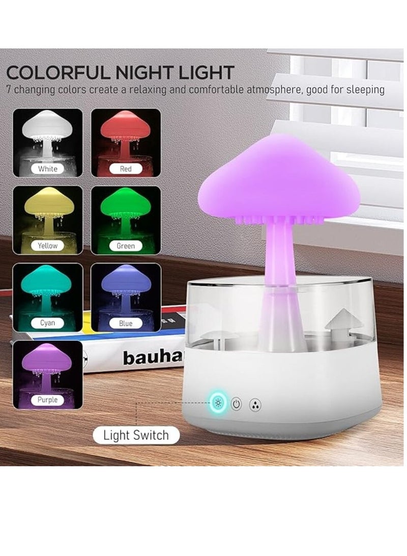 450ml Rain Cloud Essential Oil Diffuser 7 Colors LED Night Light 3 Power Levels 5 Hours Timer Bedside Sleeping Water Drops Sound Cool Mist for Home Office Yoga Bedroom (White)