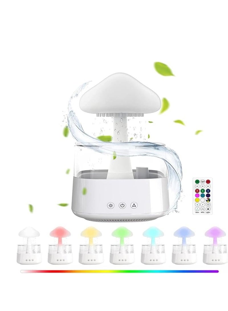 450ml Rain Cloud Essential Oil Diffuser 7 Colors LED Night Light 3 Power Levels 5 Hours Timer Bedside Sleeping Water Drops Sound Cool Mist for Home Office Yoga Bedroom (White)