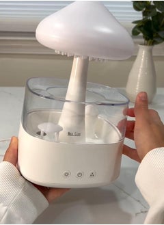 ماركة غير محددة موزع زيوت عطرية بتصميم سحابة مطر 450 مل بـ7 ألوان بإضاءة LED ليلية و3 مستويات طاقة ومؤقت 5 ساعات بجانب السرير والنوم وصوت قطرات الماء والضباب البارد للمنزل والمكتب واليوغا وغرفة النوم (أبيض)  - Image 2