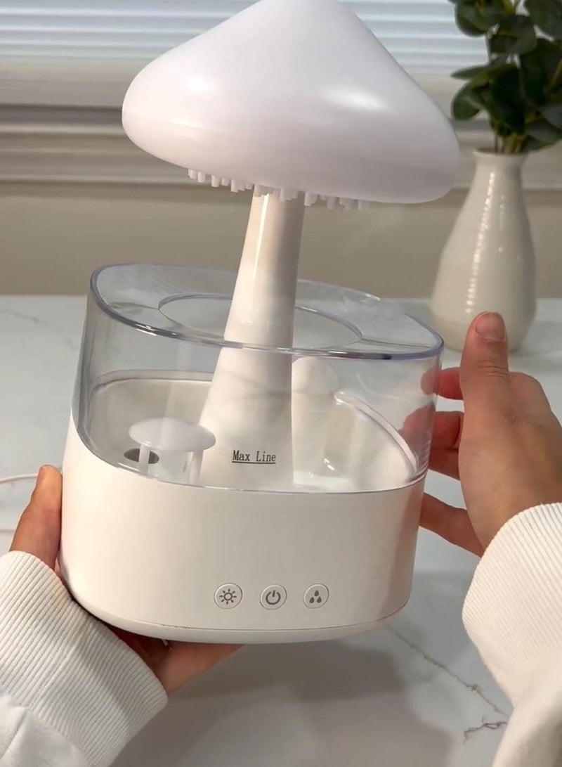 450ml Rain Cloud Essential Oil Diffuser 7 Colors LED Night Light 3 Power Levels 5 Hours Timer Bedside Sleeping Water Drops Sound Cool Mist for Home Office Yoga Bedroom (White)