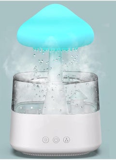 ماركة غير محددة موزع زيوت عطرية بتصميم سحابة مطر 450 مل بـ7 ألوان بإضاءة LED ليلية و3 مستويات طاقة ومؤقت 5 ساعات بجانب السرير والنوم وصوت قطرات الماء والضباب البارد للمنزل والمكتب واليوغا وغرفة النوم (أبيض)  - Image 3