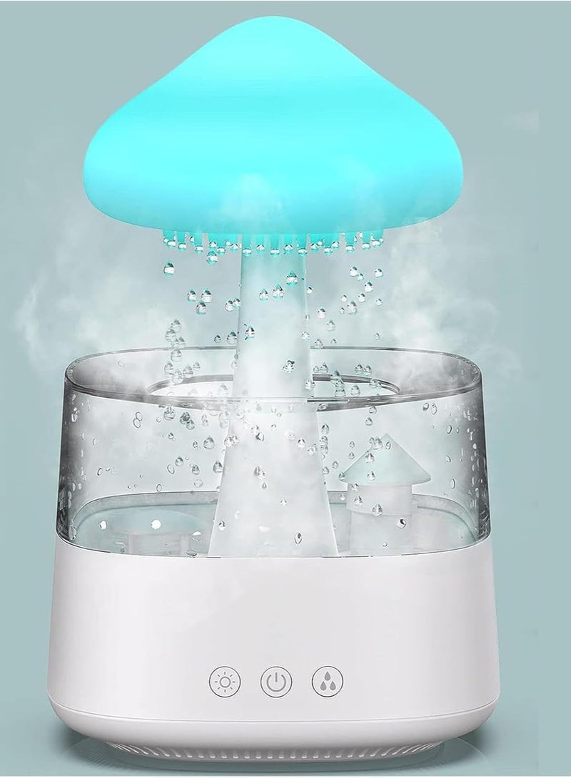450ml Rain Cloud Essential Oil Diffuser 7 Colors LED Night Light 3 Power Levels 5 Hours Timer Bedside Sleeping Water Drops Sound Cool Mist for Home Office Yoga Bedroom (White)