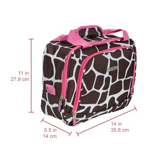 Rockland Fashion Softside Upright Luggage Set,Expandable, Pink Giraffe, 2-Piece (14/19) - Image 2