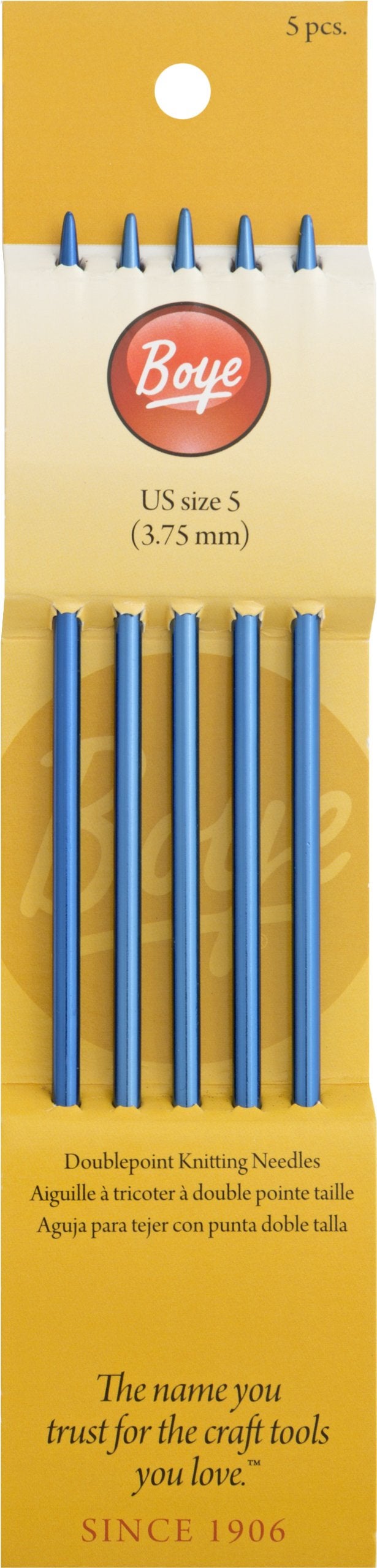 Boye 7-Inch Aluminum Double Point Knitting Needles, Size 5