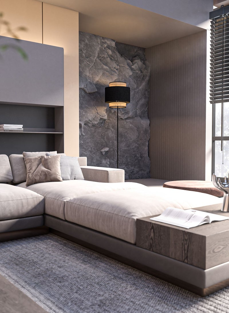 يوكاندل ابجورة ليد أرضية طويلة معدن وخشب - Image 2