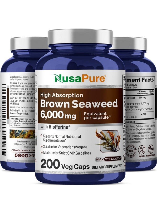 NusaPure NusaPure Brown Seaweed Extract 6,000 mg - 200 Veggie Capsules - Fucoxanthin (Vegan, Bioperine, Non-GMO, Vegan)  - Image 4