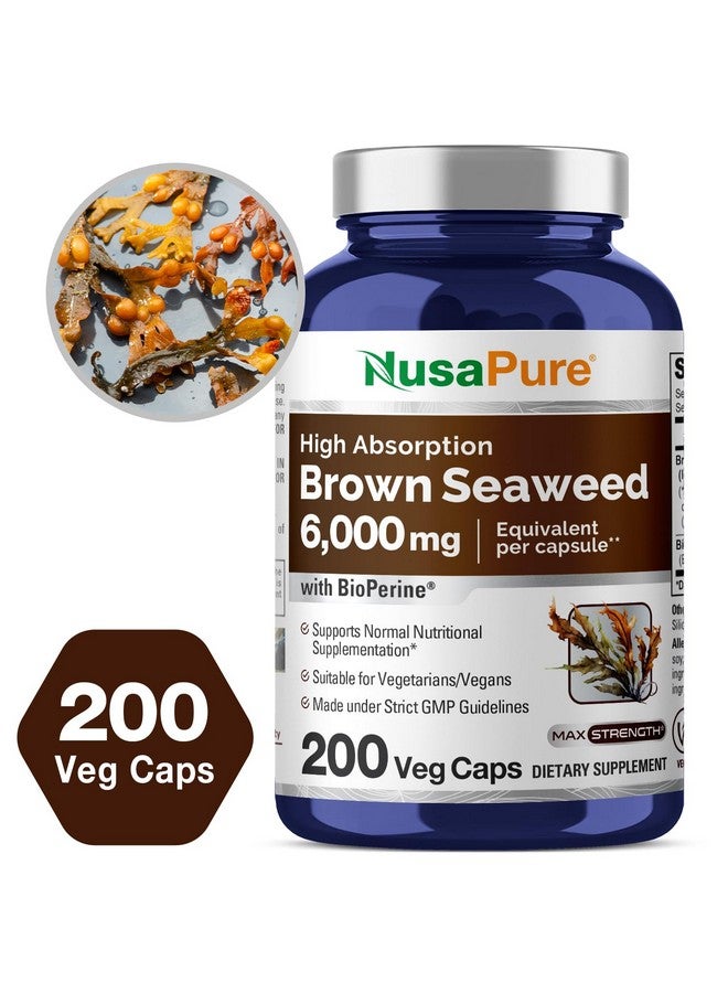 NusaPure NusaPure Brown Seaweed Extract 6,000 mg - 200 Veggie Capsules - Fucoxanthin (Vegan, Bioperine, Non-GMO, Vegan)  - Image 3