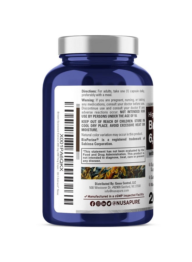 NusaPure NusaPure Brown Seaweed Extract 6,000 mg - 200 Veggie Capsules - Fucoxanthin (Vegan, Bioperine, Non-GMO, Vegan)  - Image 2