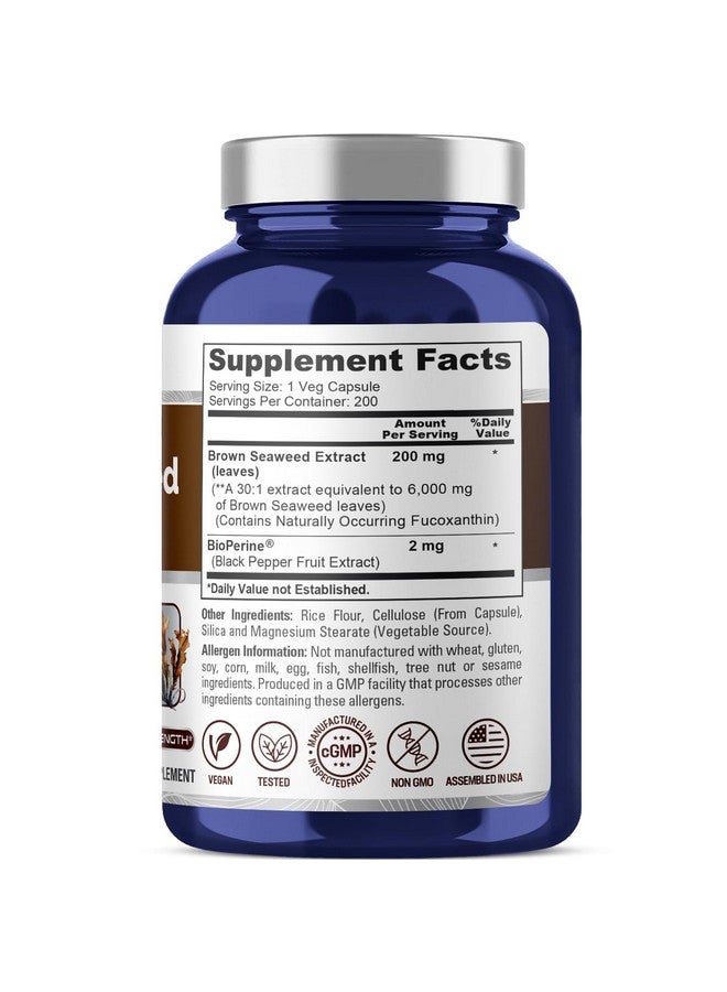 NusaPure NusaPure Brown Seaweed Extract 6,000 mg - 200 Veggie Capsules - Fucoxanthin (Vegan, Bioperine, Non-GMO, Vegan)  - Image 1