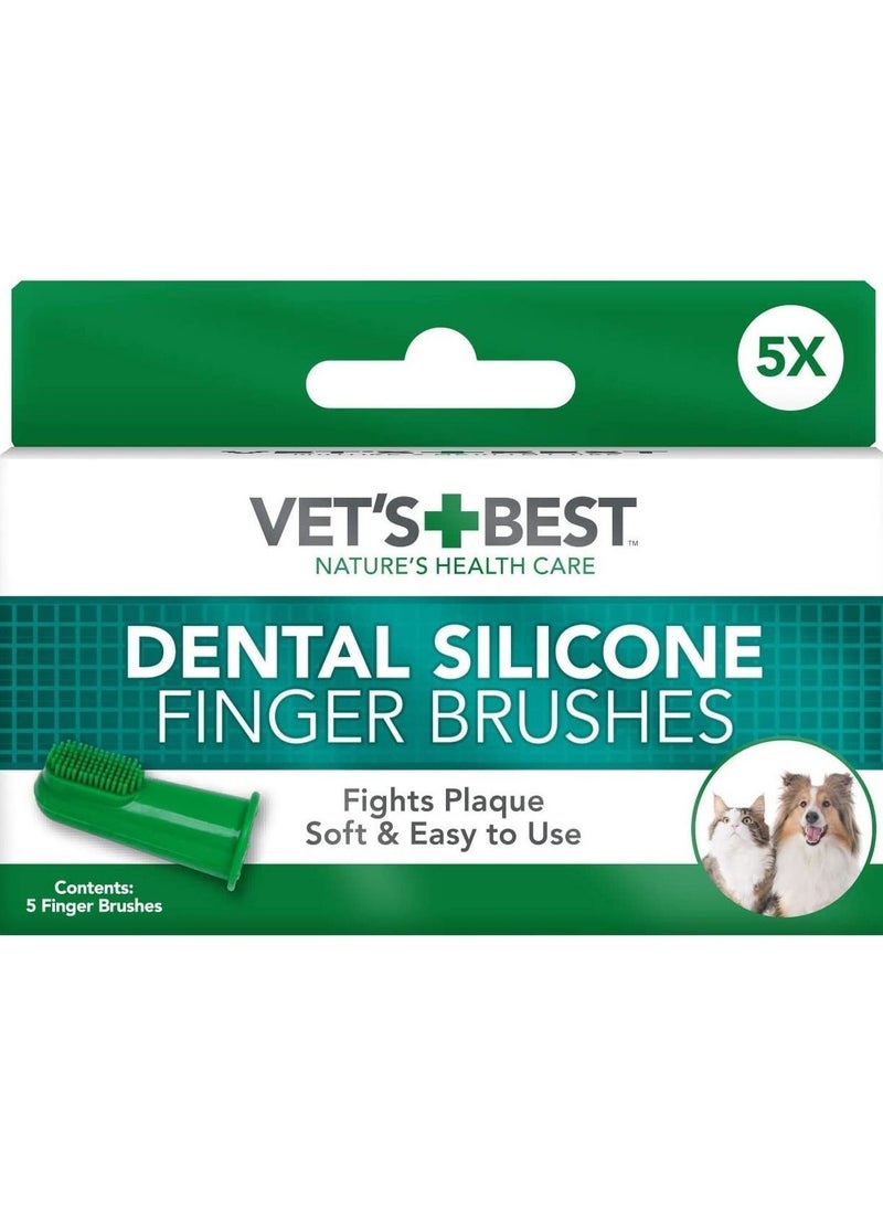 Vet's Best - 5Pc Silicone Finger Brushes for Dogs And Puppies Green - Image 1