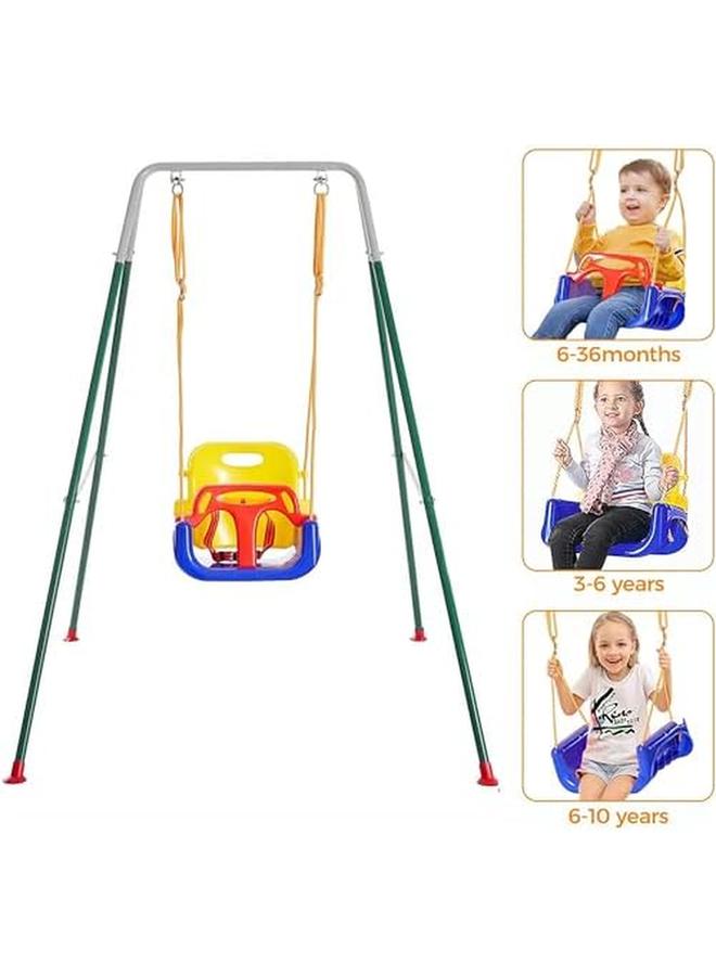 Funz Foldable Baby Swing Frame Heavy Duty Swing Stand For Kids Baby Swing For Indoor Outdoor Play Fits For Most Toddlers Swings Easy To Assemble Green Silver  - Image 4