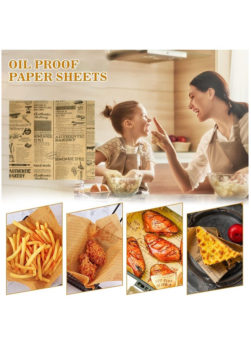 KASTWAVE Food Wrapping Paper Printed Greaseproof Paper Sheets Bread Newspaper Vintage Grease Paper Squares 25*25Cm Baking Paper Sheets For Sandwich Cheese Hamburger Cakes Baking Fries Gifts(100 Sheets) - Image 4
