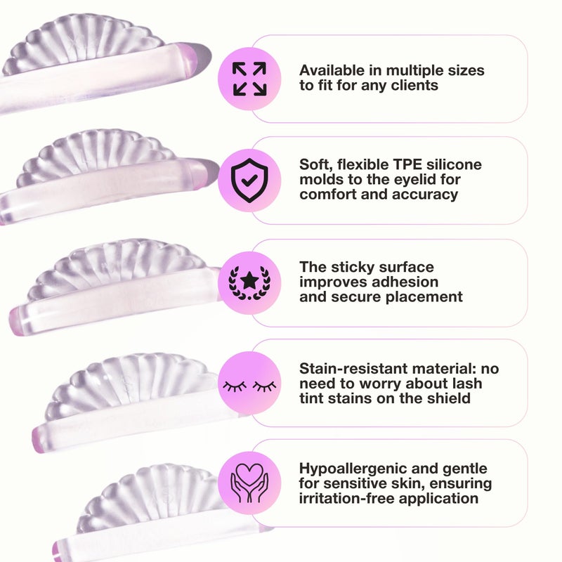 Curacoro Lash Lift Shields, 10 Pcs/5 Sizes Lash Lift Rods, Lash Lift Pads for Eyelash Curling and Lifting, Reusable Silicone Lash Rods For Eyelash Perm Lamination - Image 2