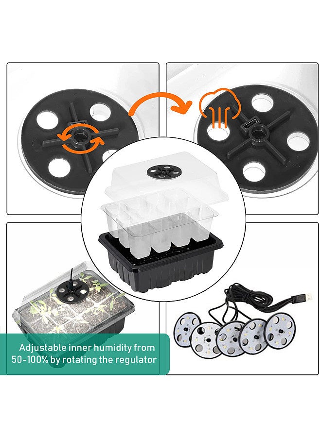 Generic 5PCS Plant Germination Starter Tray With Grow Lights for Planting 60 Plant Cells Organic Plant Starter Kit with 5 Labels 2 Transplanting Tool  - Image 3