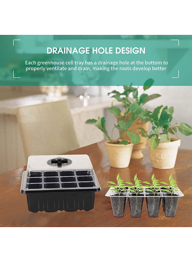 Generic 5PCS Plant Germination Starter Tray With Grow Lights for Planting 60 Plant Cells Organic Plant Starter Kit with 5 Labels 2 Transplanting Tool  - Image 2